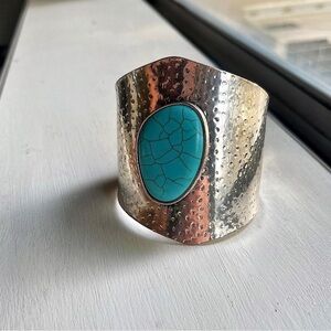 Silver Cuff Bracelet with Turquoise Stone